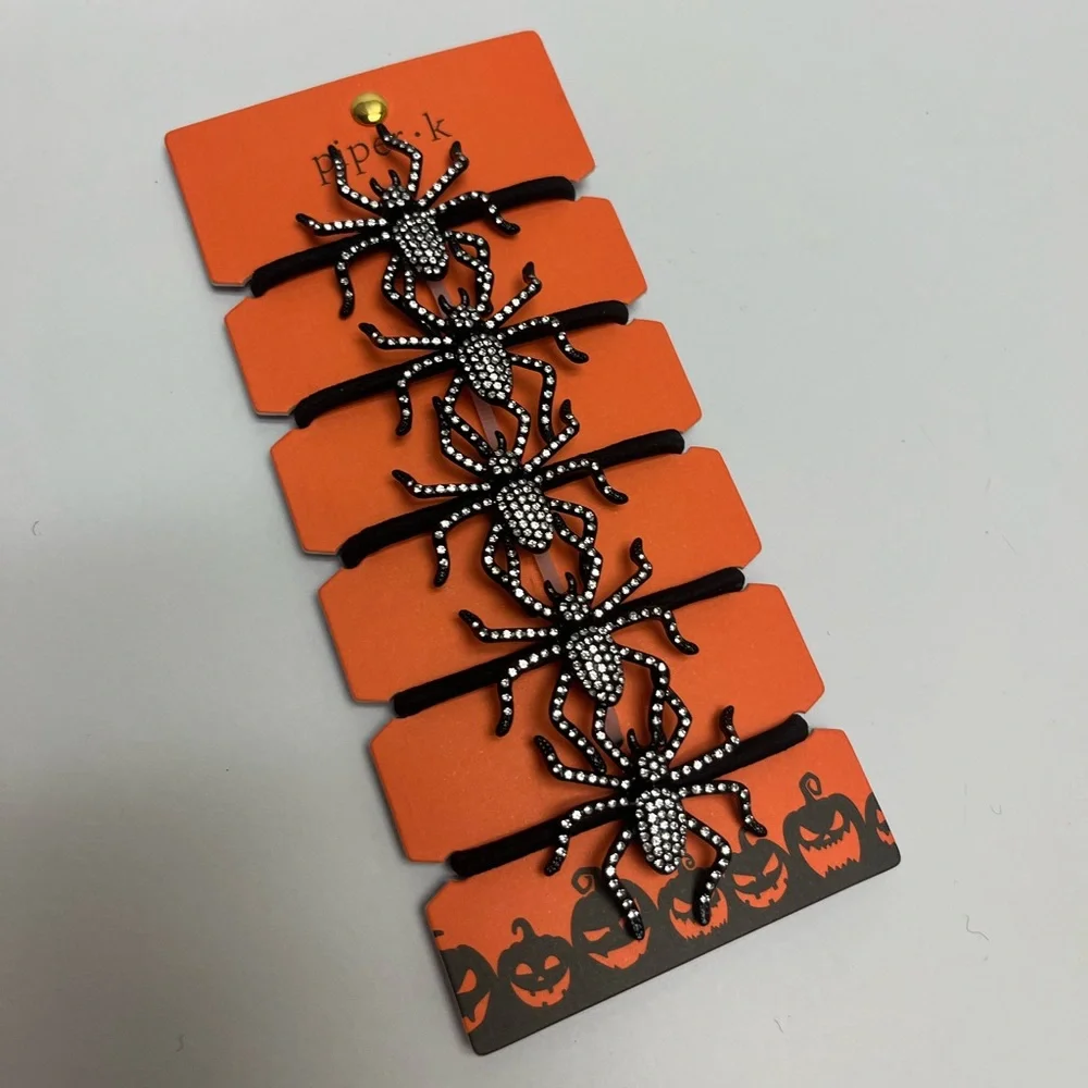 NWT ⚜️🕷️⚜️ Piper K Rhinestone Spider Elastic Hair Tie set of 5